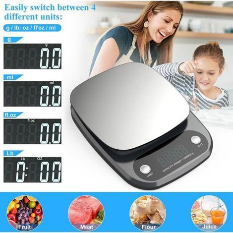Balance cuisine électronique 10 kg, précision 1 g avec écran LCD, acier inoxydable pour cuisson, alimentaire (1/5)
