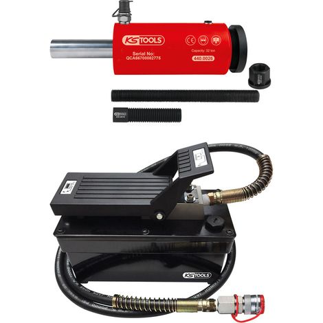 KS Tools - Unité hydraulique 32 t avec pompe pneumatique/hydraulique, 9 pcs. - 440.9996