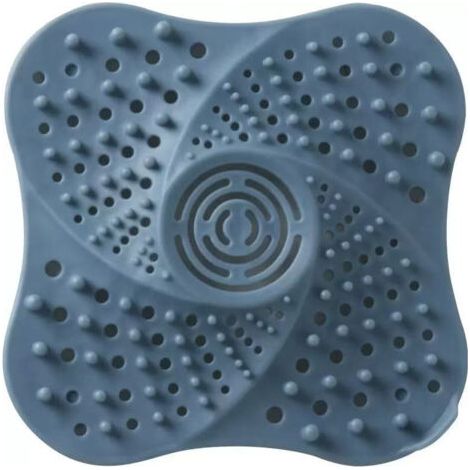 Filtre à cheveux de douche 2 pièces (bleu) avec ventouse pour évier (1/5)