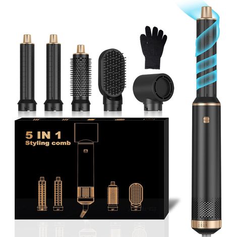 Brosse Soufflante 5 in 1 Air Styler, Seche Cheveux Ionique, Boucleur d'air Boucleur a Cheveux, Hair Styler Multifonctionnelle, Pour Cheveux Bouclés, Sécher les Cheveux (1/5)