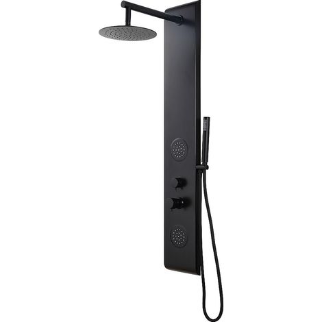 Colonne de douche hydromassante noire - 130 x 20 cm - JUBIDA