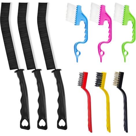 Lot de 9 brosses de nettoyage des interstices, Brosse Joint Carrelage à Poils Durs avec Poignée/Trou pour Salles de Bains Cuisines, Brosse à Joint Carrelage pour Rainure Fenetre Toilettes (1/5)