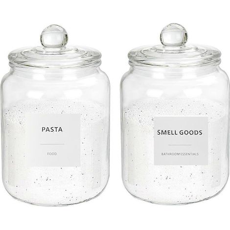 2 Glasbehälter à 1,9 Liter (67 oz) für Waschmittel, 24 Etiketten