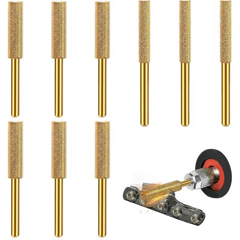 9 Piezas,diamant Affuteur Affuteuse de Chaine Tronçonneuse,Lime à Pierre pour Scie à Chaîne,Gabarit Affutage Chaine,avec 3 Tailles Différentes 4 mm, 4,8 mm, 5,5 mm pour Affûter et Poncer (1/5)