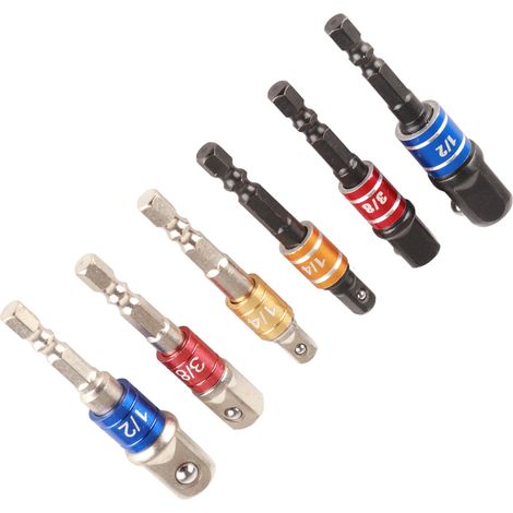 Ensemble de 6 adaptateurs pour douilles à tige hexagonale, rallonge pour tournevis pneumatique et outils électriques (1/5)