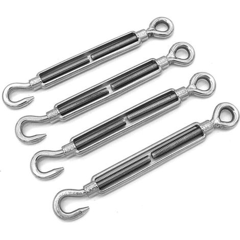Crochet et œillet M10 C vers O compatibles avec tendeur de boucle, kit de quincaillerie pour câble métallique en acier inoxydable 304, tension robuste pour pare soleil (lot de 4)