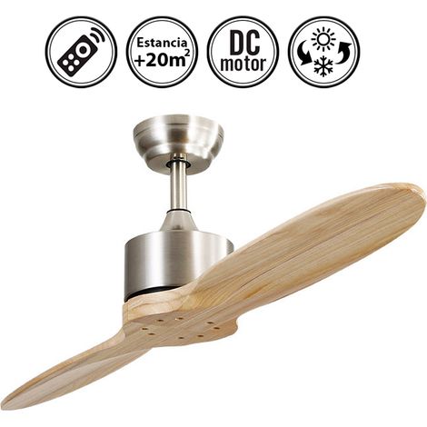 Ventilador de techo sin luz silencioso DC con mando Leste haya 132 cm invierno-verano (1/5)