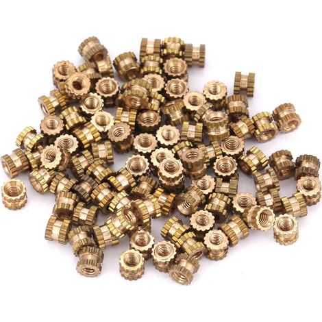 M2 Brass Cylinder Knurled Round Molded in Insert Embedded Nuts (M243.5 100pcs)