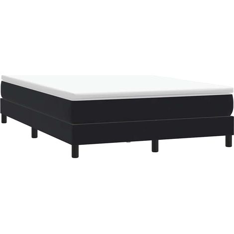Cama box spring sin colchón cuero sintético negro 160x210 cm