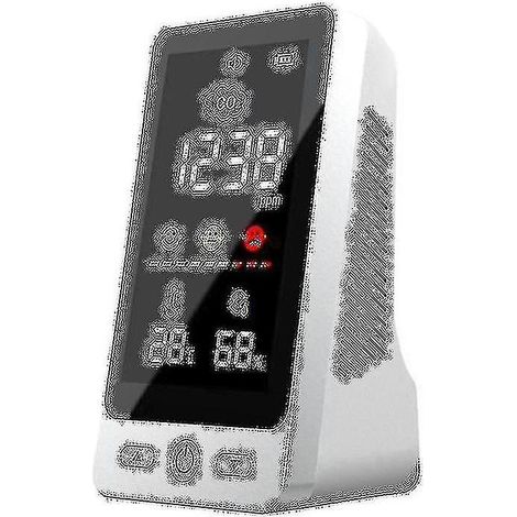 Moniteur de qualité de l'air avec écran LED, détecteur de CO2 (dioxyde de carbone), de température et d'humidité, et indice NDI. (1/4)