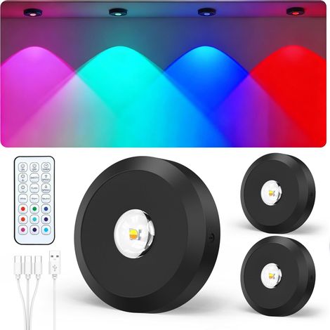 1 Spot Sans Fil,RGB Dimmable,Rechargeable,Minuterie,Cuisine Armoire Vitrine