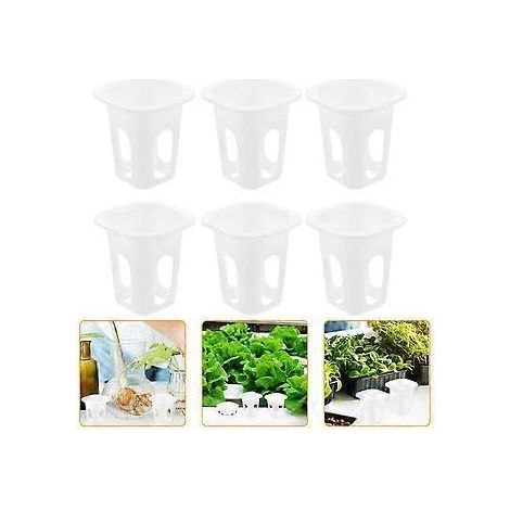 50 paniers de culture hydroponique carrés sans terre pour la maison (blanc)