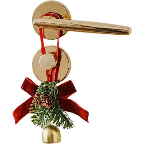 Pendentif élégant en velours avec nœud papillon et clochettes en forme de pomme de pin - Charmant petit ornement pour sapin de Noël et décoration de maison pour les fêtes (1/5)
