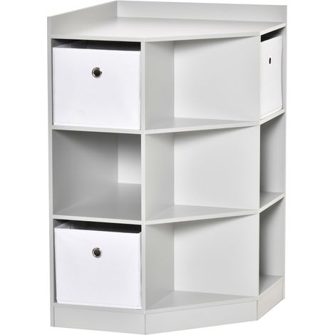 Meuble de rangement d'angle enfant gris avec 3 bacs, 57,4 x 57,4 x 94 cm OKMYHOME (1/5)