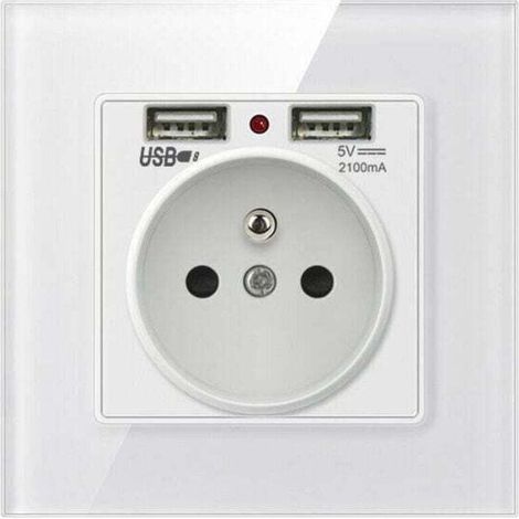 Prise Murale,Carivent Prise Electrique Murale avec Double USB - Chargeur pour iPhone/Android(1 pcs) (1/5)