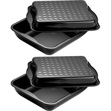 Ensemble de 2 Plats à four avec couvercle en acier émaillé 42 x 34 cm Dr. Oetker Back-Idee Kreativ (1/5)
