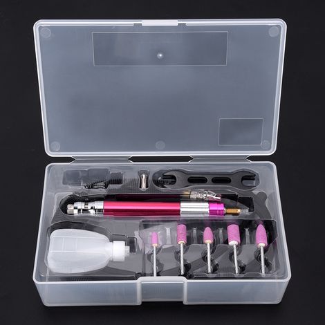 Stylo à graver pneumatique rouge rose, mini meuleuse d'angle 65 000 tr/min avec tube silencieux (1/5)