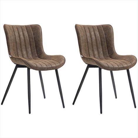 Banc de salle à manger Chaises de repas design marron capitonnées (1/5)