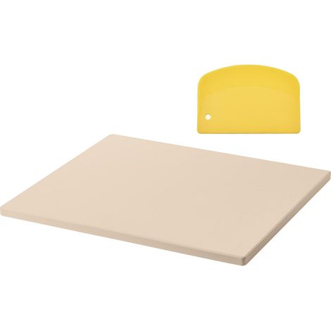 Pierre à Pizza Rectangulaire 406x355 mm en Cordiérite, Épaisseur 15 mm, Résistante à la Chaleur, avec Raclette, pour Four, Cuisson Pain & Pizza, Grill BBQ (1/5)