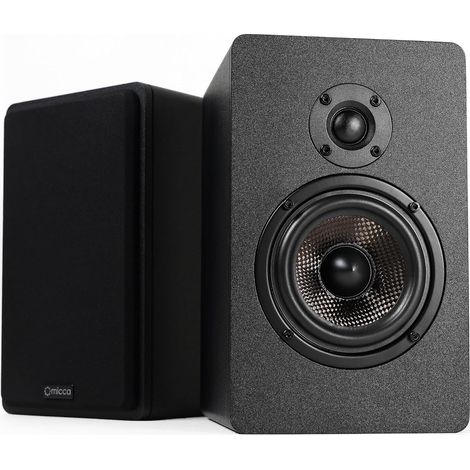 Haut-parleurs passifs d'étagère pour Son Surround Home cinéma, stéréo et Moniteur de Champ Proche Passif, 2 Voies (Noir, Paire) (1/5)