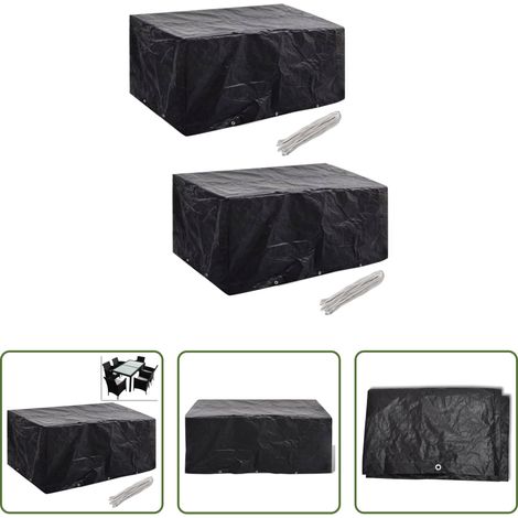 Rattan Möbel schützen - Gartenmöbel-Abdeckungen 2 Stk. 10 Ösen 240x140 cm (1/5)