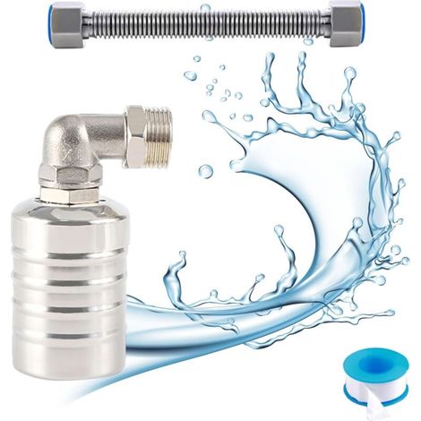 Ersandy – Vanne à flotteur automatique en acier inoxydable 304 – Régulateur de niveau d'eau pour réservoirs – Compatible systèmes d'alimentation en eau