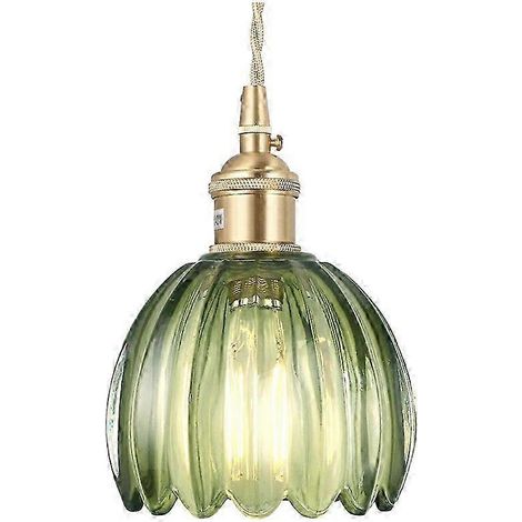 Lustre vintage en verre vert E27 (2025) pour chambre, salon, table de chevet (1/5)