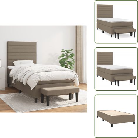 Boxspringbett mit Matratze Taupe 90x190 cm Stoff - Boxspringbett - Doppelbett - Bettenrahmen - Schlafsofa - Lattenrost (1/5)