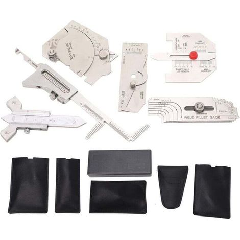 6-Piece Corner Weld Gauge Set, Corner Weld Inspection Gauge Set, Threaded Set Includes Hi-Lo Gauge Angle Measuring Tool