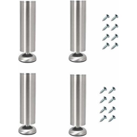 4 pièces pieds de meuble réglables en acier inoxydable épais, hauteur 30 cm – pour canapés, tables basses, meubles TV et mobilier de salle de bain