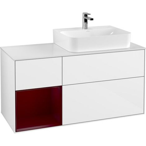 V&B Waschtischunterschrank Wandbeleuchtung Finion 120cm, Pl wh. m, Reg li Peo, glo wh. Lac (1/2)