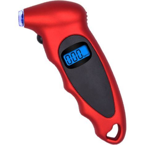 Tire pressure gauge, digital pressure gauge, 150 PSI 4 settings, tire pressure gauge, for cars and motorcycles, red (1 pack 13.95 x 82.9 cm) (1/4)