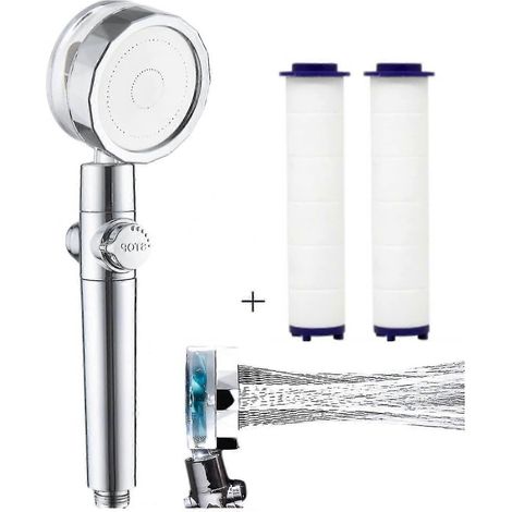 Pommeau de douche haute pression avec filtre, pommeau de douche pour eau dure, pommeau de douche puissant pour basse pression, pommeau de douche turbo spa avec réglage de la pression d'eau (1/5)