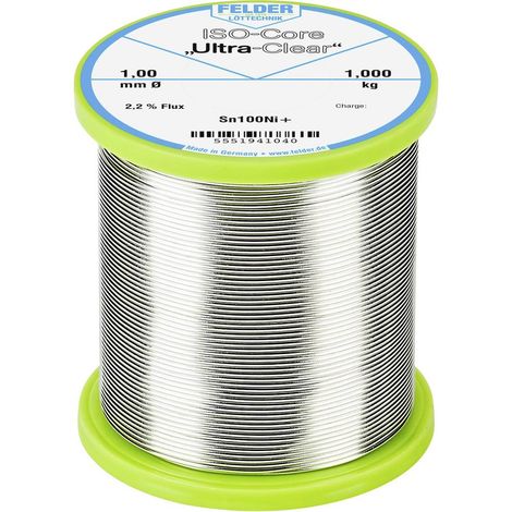 Felder ISO-Core Ultra-Clear Sn100Ni+ Stagno senza piombo Bobina Sn99,25Cu0,7Ni0,05 1.000 kg 1 mm