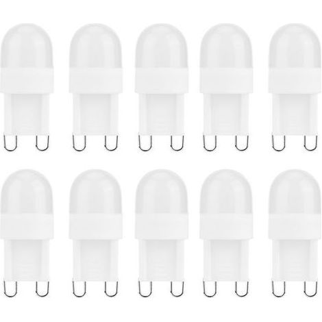 10er-Pack dimmbare LED-Lampen, G9, 150 lm, 1,5 W, 2 LEDs, warmweißes Licht, augenschonend, entspricht 30 Watt Halogenlampe, für Kronleuchter, Wandleuchten und Heimdekoration (1/5)