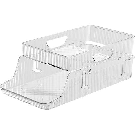 Organisateur de Soda pour le Réfrigérateur, Distributeur empilable de canettes pour frigo, Bac transparent de rangement pour boissons de réfrigérateur pour hôtels appartements restaurants (1/5)
