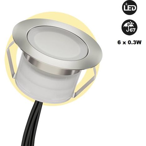 Barcelona Led – Kit de 6 spots encastrés LED 0,3W 12V-DC – IP67 étanche – Design ultra fin – Câblage inclus – Lumière blanche homogène