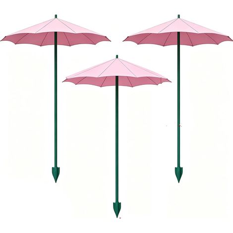 Juego de 3 mini sombrillas rosas de jardín, de 44 cm, con protección UV, ideales para plántulas, flores y hortalizas. Estacas de fibra de vidrio resistentes a la intemperie. Perfectas para balcones y (1/5)