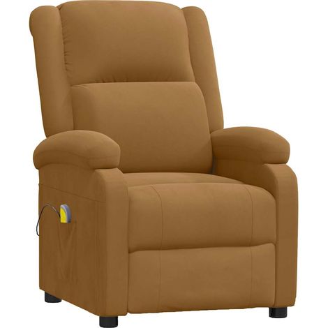 Fauteuil de massage inclinable Fauteuil relax Marron Velours 86345 (1/5)