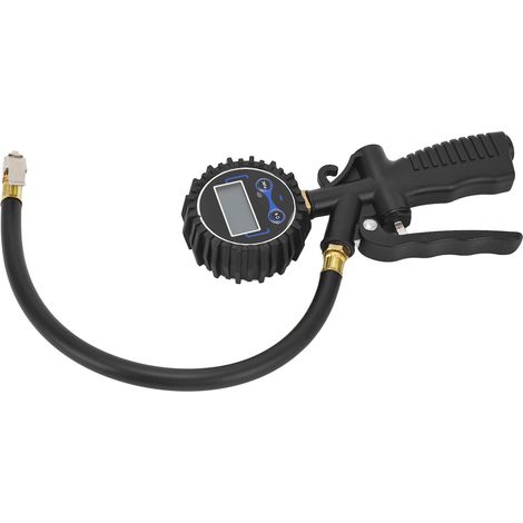 Tuyau de gonflage pneu 1/4in NPT avec manomètre numérique LCD, embout en laiton, outil de gonflage 170PSI (1/5)