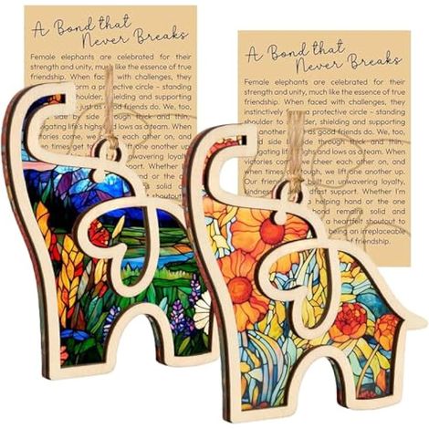 2 pièces Cadeau d'amitié éléphant avec carte histoire, souvenir sentimental pour meilleure amie, sœur ou collègue, anniversaire (1/5)
