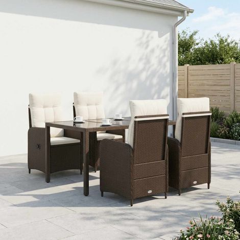 Set da pranzo per esterni 5 pcs Marrone e Bianco Crema vidaXL (1/5)