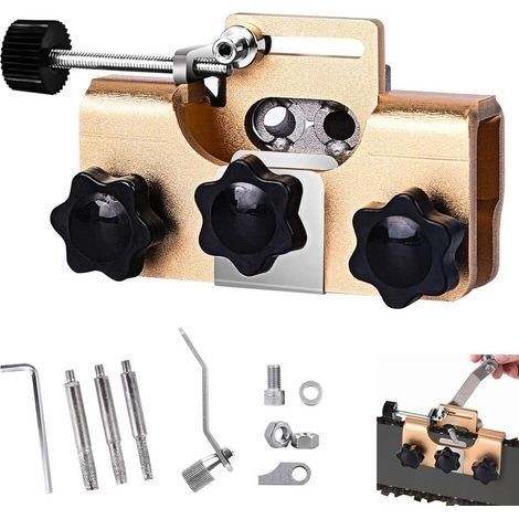 Hereneer Kit D'affûtage pour Tronçonneuse, Affûteuse de Chaîne de Tronçonneuse, Portable Affûtage Rapide Kit avec 3 Têtes D'affûtage, Affûteuse de Chaîne pour Plupart Tronçonneuses et Tronçonneu (1/5)