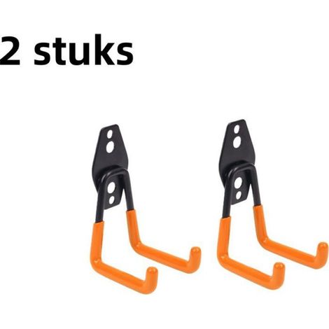 Crochet Garage - Fer Revêtu PVC - Charge Max 18 kg - Pour Vélo Outils Jardin - Lot de 2 (1/5)