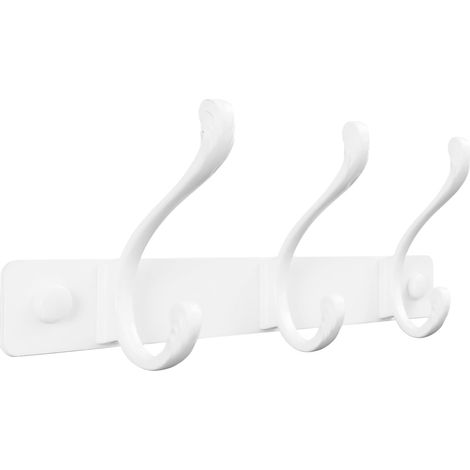 Porte Manteau Mural Patere Murale avec 3 Crochets Doubles Blanc Haute Capacité de Charge Durable et Résistant Gain de Place Optimal pour Entrée, Chambre, Salle de Bain, Cuisine (1/5)