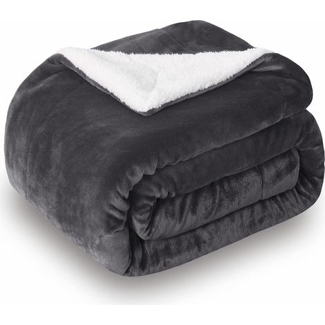 Sollbry Manta polar Sherpa de doble cara, tamaño king, 70 x 100 cm, gris oscuro (1/5)
