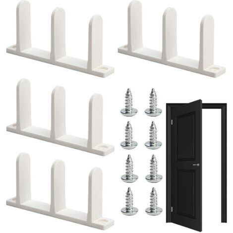 White Sliding Door Guide, 4 Pack Closet Rail Mounting Brackets, Replacement Tracks and Hardware for Interior, Closet and Bathroom. (1/5)