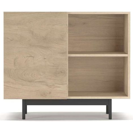 Mueble auxiliar modelo 601-2 acabado en roble. 78 cm (alto) x 90 cm (ancho) x 34 cm (prof.) (1/4)
