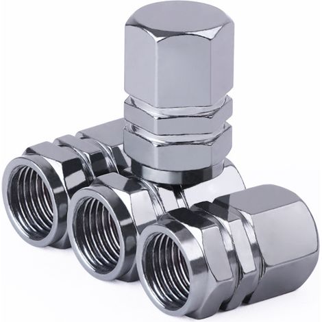 4pcs Auto Alloy Tire Wheel Valve de moyeu de poussière Soupape résistante à l'explosion (gris) (1/5)