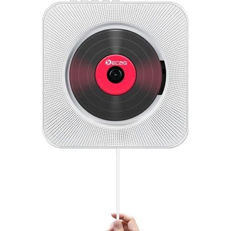 Lecteur CD Boombox Bluetooth audio portable avec télécommande Télécommande Radio FM Haut-parleurs HiFi intégrés USB MP3-Blanc (1/4)